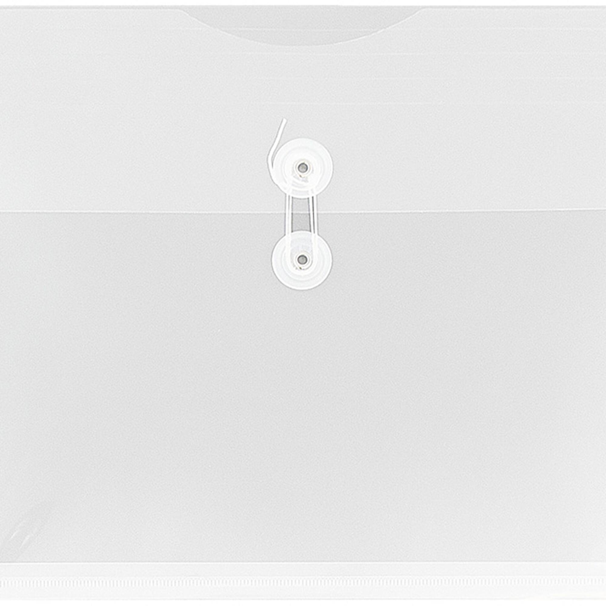 JAM Paper 9.75" x 14.5" Clear Plastic Button & String Closure Booklet Envelopes, 24ct.